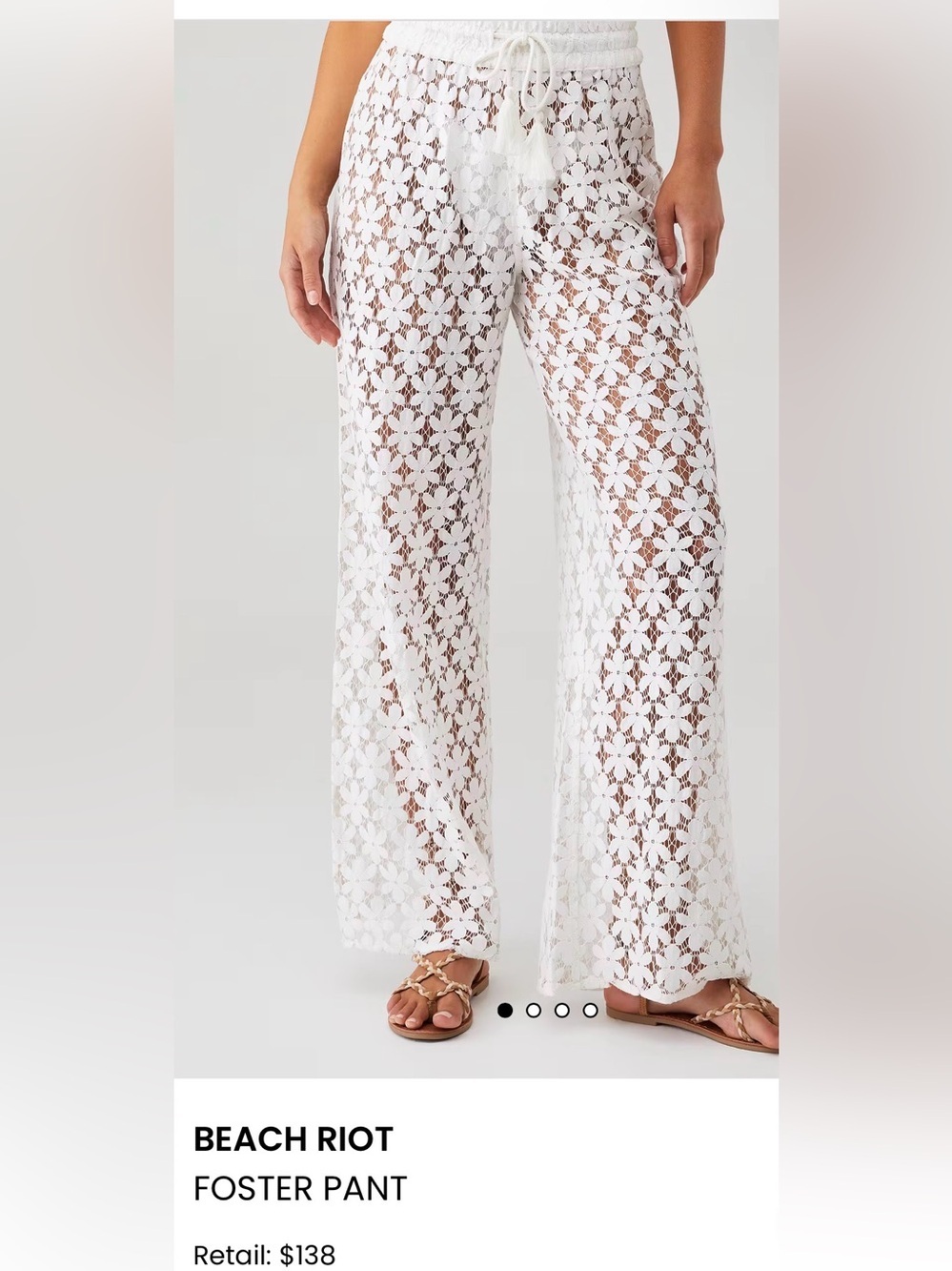 Beach Riot Foster Pant White Lace Coverup Pants Size Large